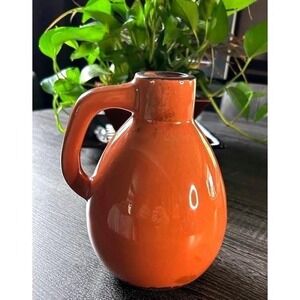 Vintage Studio Pottery Jug Terracotta Glaze Rounded MCM Form Handmade